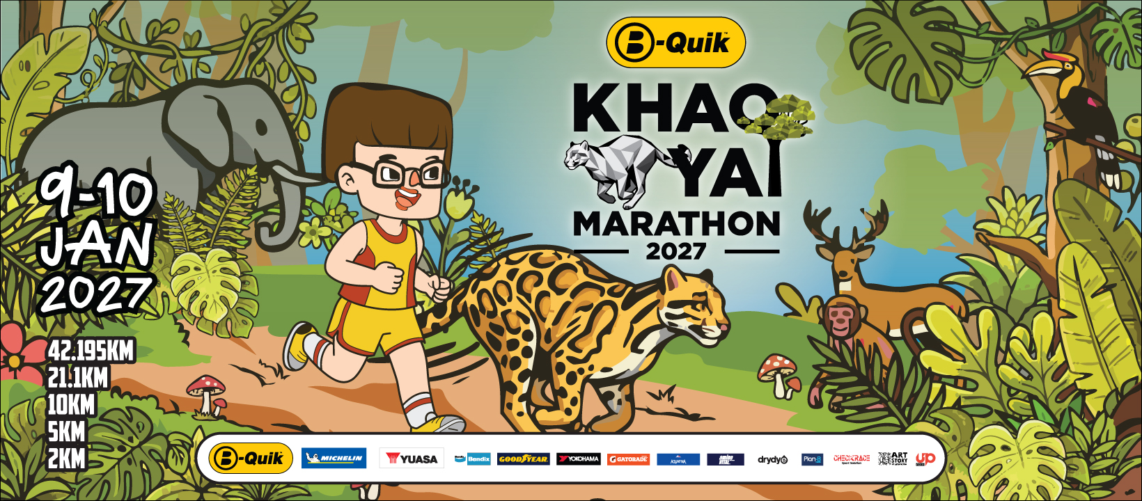 B-Quik Khao Yai Marathon 2027 — 9-10 January 2027 · 42.195 / 21.1 / 10 / 5 / 2 KM